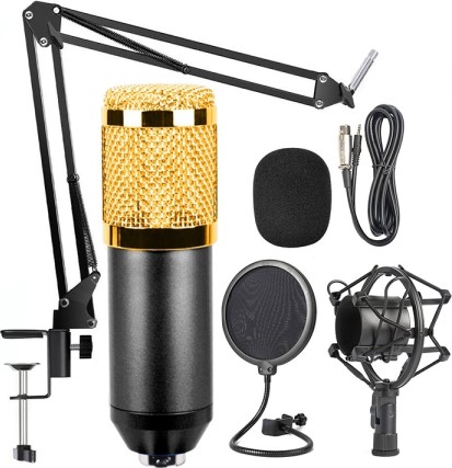 BM-800 CONDENSER MICROPHONE WITH SHOCK MOUNT FOR STUDIO RECORDING