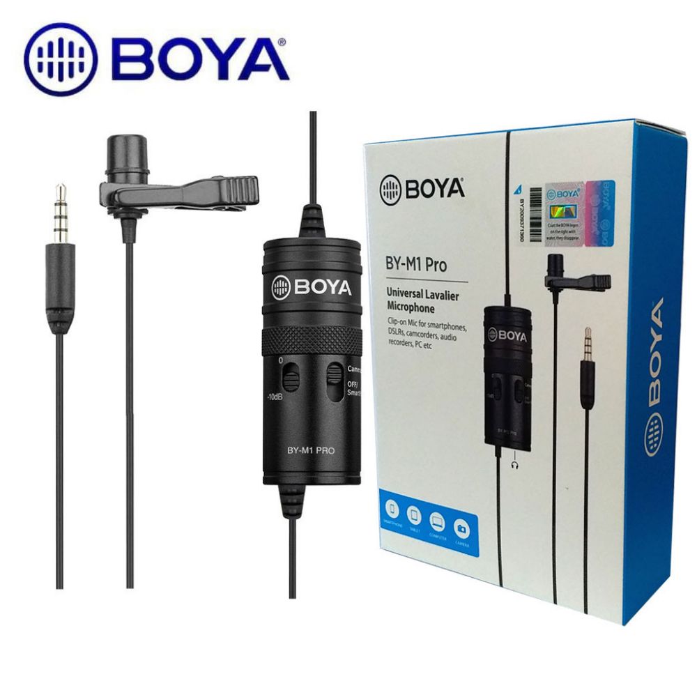 BOYA BY-M1 PRO LAPEL MICROPHONE, CLIP-ON LAVALIER MIC FOR IPHONE ADROID SMARTPHONES, DSLR CAMERA CAMCORDERS, AUDIO RECORDERS, PC
