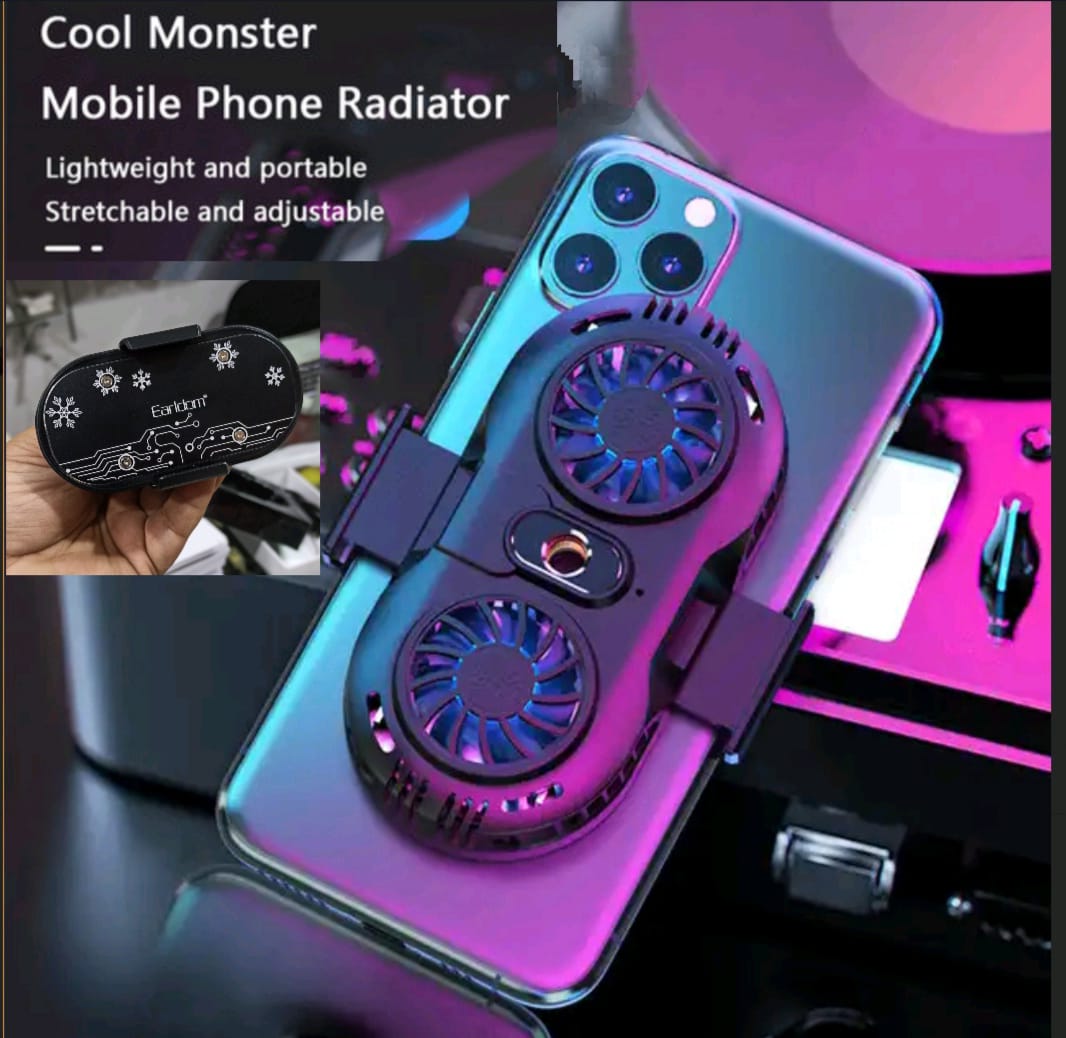 Earldom ET-F05 Dual Fan Mobile Phone Radiator Gaming Cooling Pad, Mobile Cooler