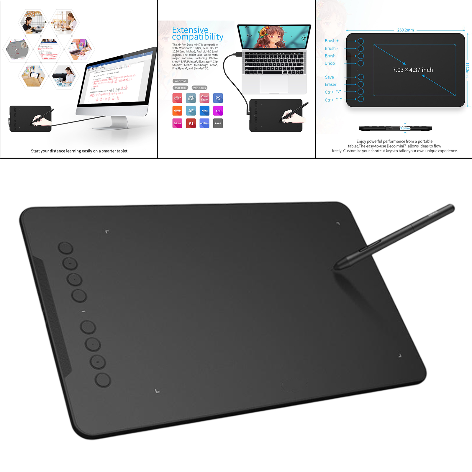 UGEE EX08 S Electronic Graphic Tablet with P01 Drawing Pen Writing Tablet for Teachers , Students and Business