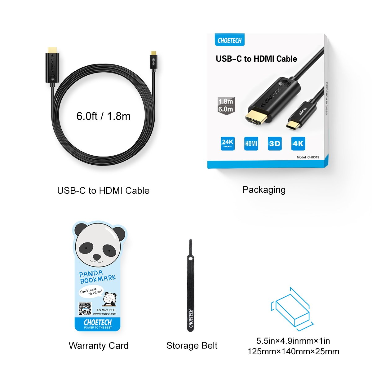 CHOETECH USB Type-C To Hdmi Cable CH0019