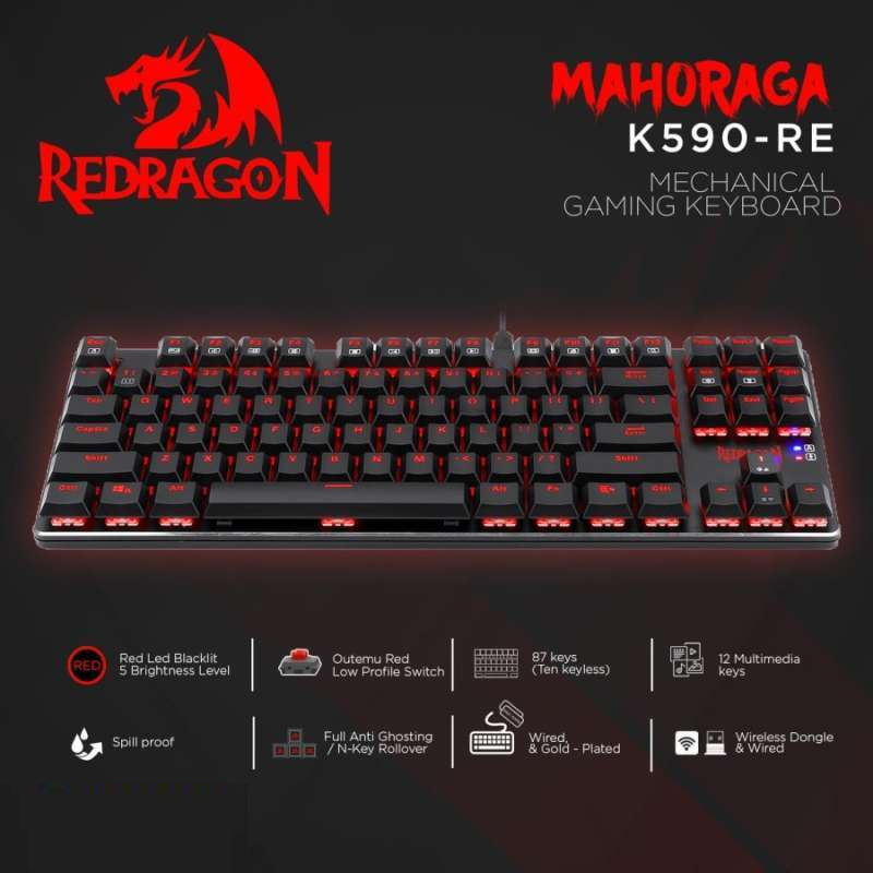 REDRAGON K590 WIRED MECHANICAL GAMING KEYBOARD WITH CHERRY RED EQUIVALENT SWITCHES