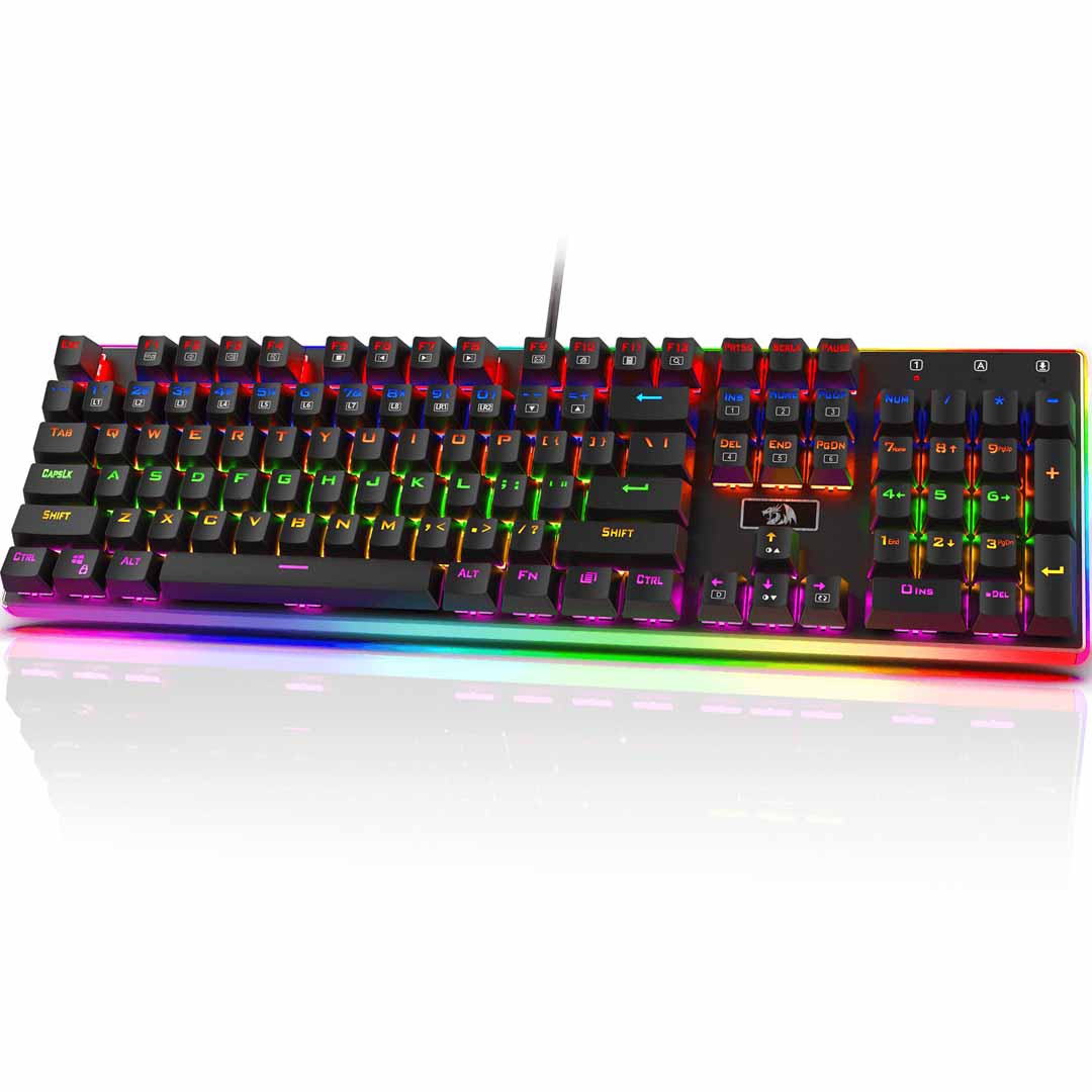 Redragon K577R Kali Mechanical Gaming Keyboard, Rainbow Backlit, Wired Competitive Ergonomic Keyboard with Tactile Brown Switche