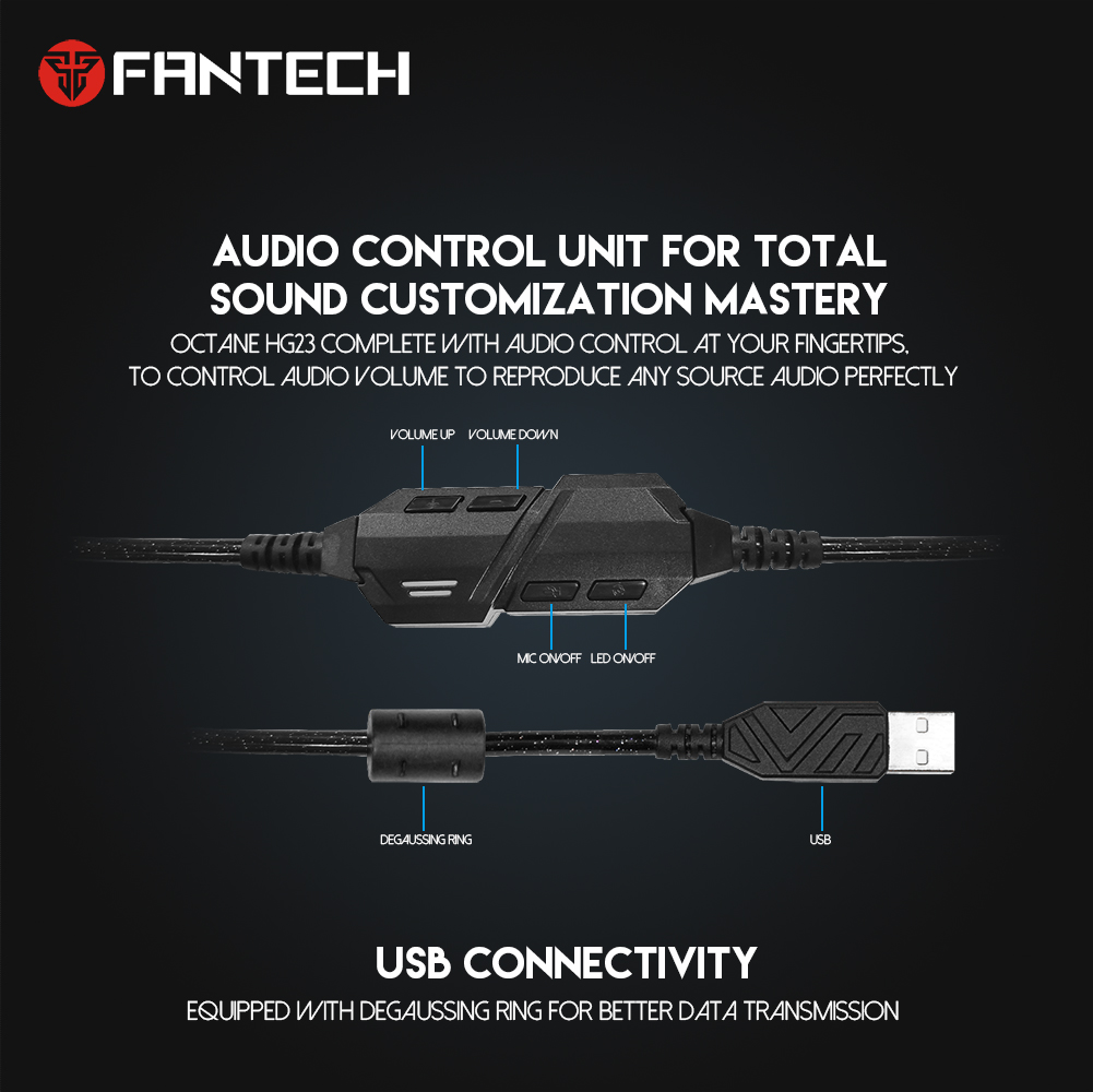 FANTECH HG23 Headphone Personalize With Octane 7.1 RGB USB Just Wired Gaming Headset Alloy Earmuffs For PC PS4 Gaming Headphones