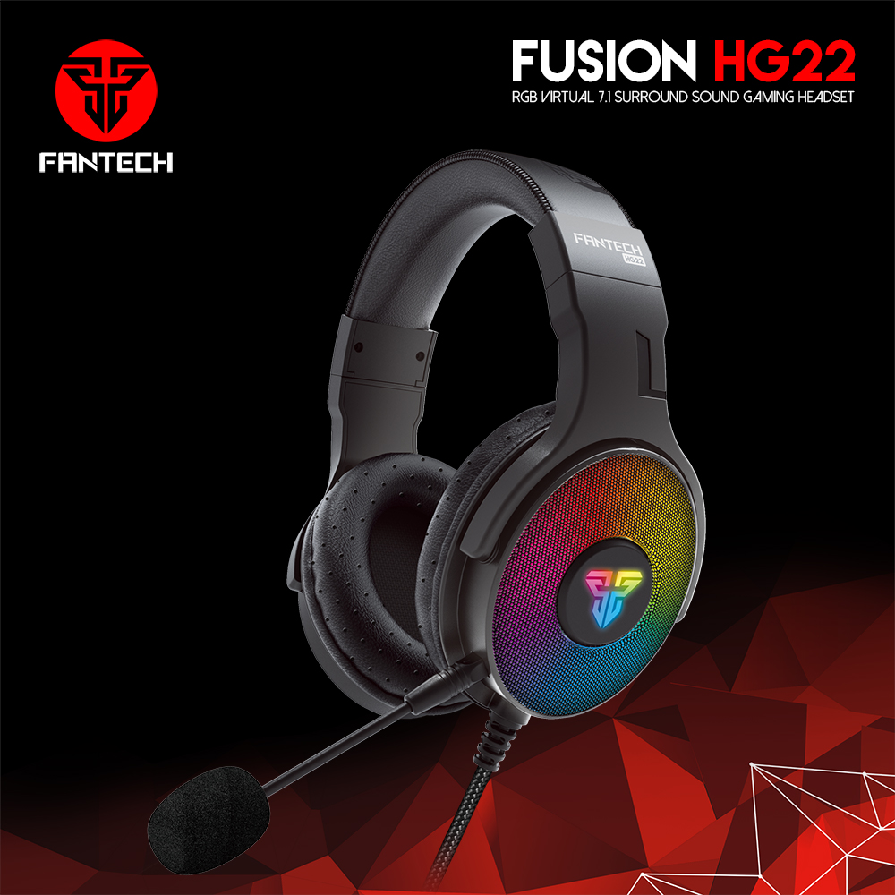 FANTECH HG22 RGB Wired Gaming Headset With Microphone USB 7.1 Surround Sound For PC PS4 Player