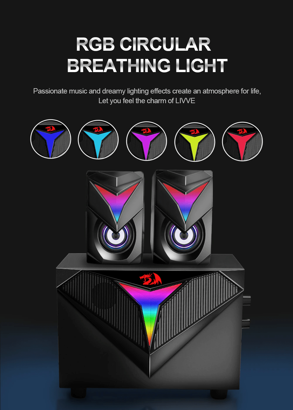 Redragon GS700 Toccata 2.1 Stereo Gaming Speakers With RGB