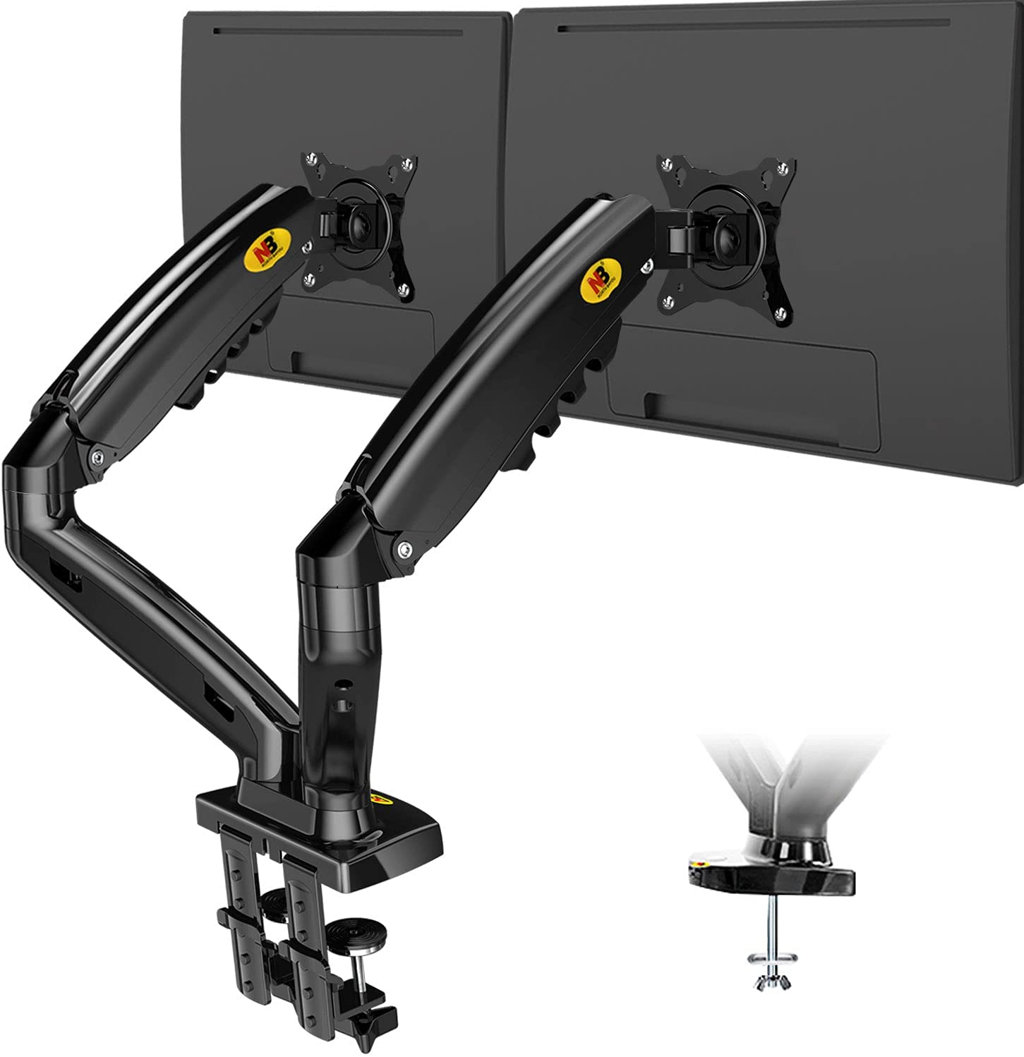 NB NORTH BAYOU DUAL MONITOR DESK MOUNT AND STAND ARM FOR TWO SCREENS 17-27 INCH