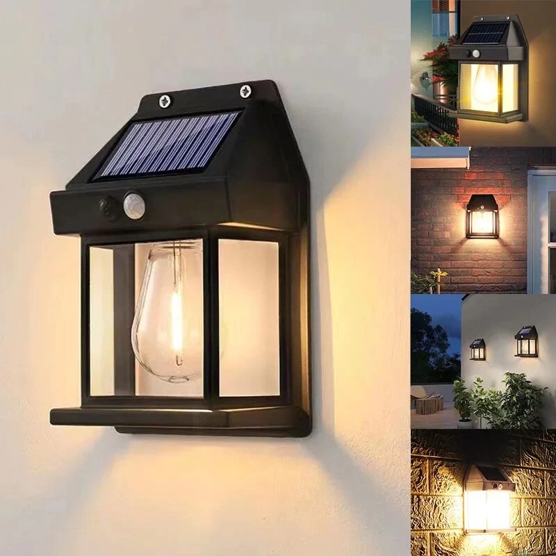 Solar Tungsten Wire Bulb Wall Lamp LED Waterproof Outdoor Solar Lights