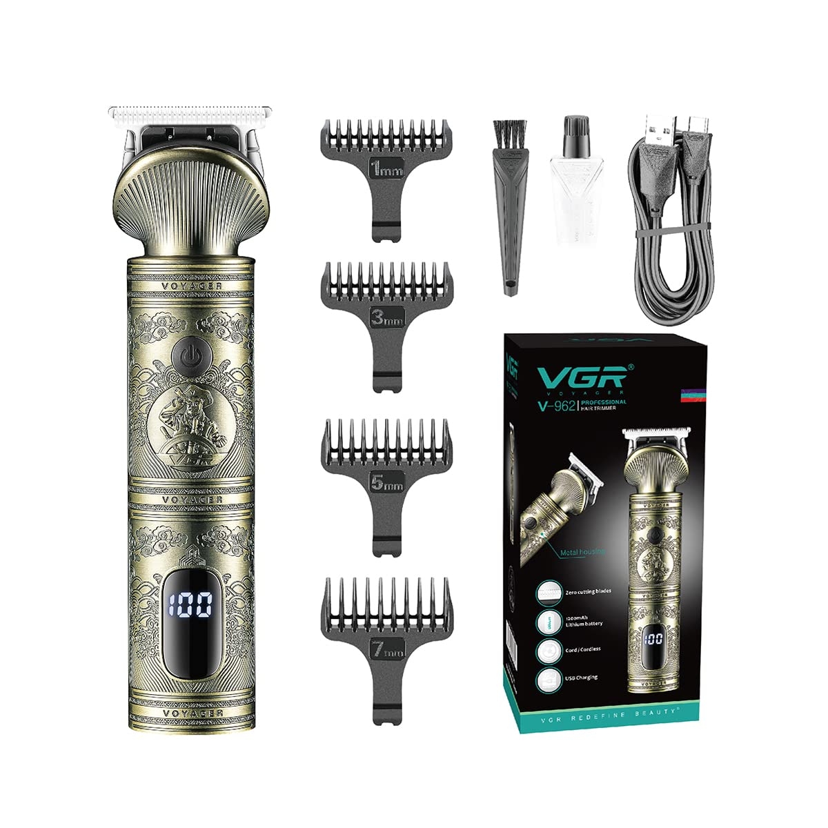 VGR V-962 Professional Pro Self Haircut Hair Clipper Beard Trimmer Digital Display