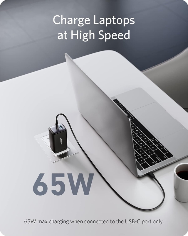 Anker USB C Charger 65W Ultra-Compact Dual-Port Foldable Travel Wall Charger