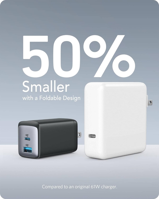 Anker USB C Charger 65W Ultra-Compact Dual-Port Foldable Travel Wall Charger