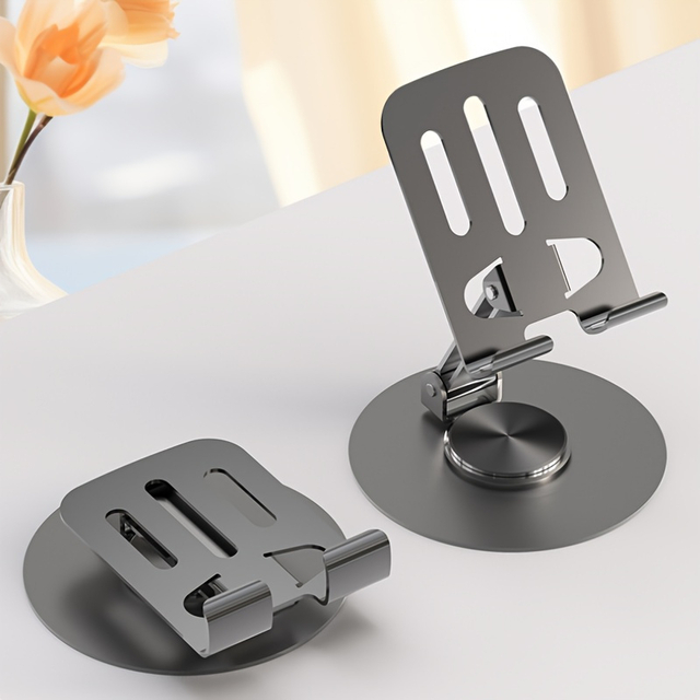 Full Metal 360-Degree Rotating Stress Relieving Universal Mobile Phone and Tablet Stand Holder