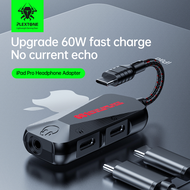 PLEXTONE GS1 Mark III Type C to AUX Audio 3 In 1 Splitter Gaming Charge Adapter