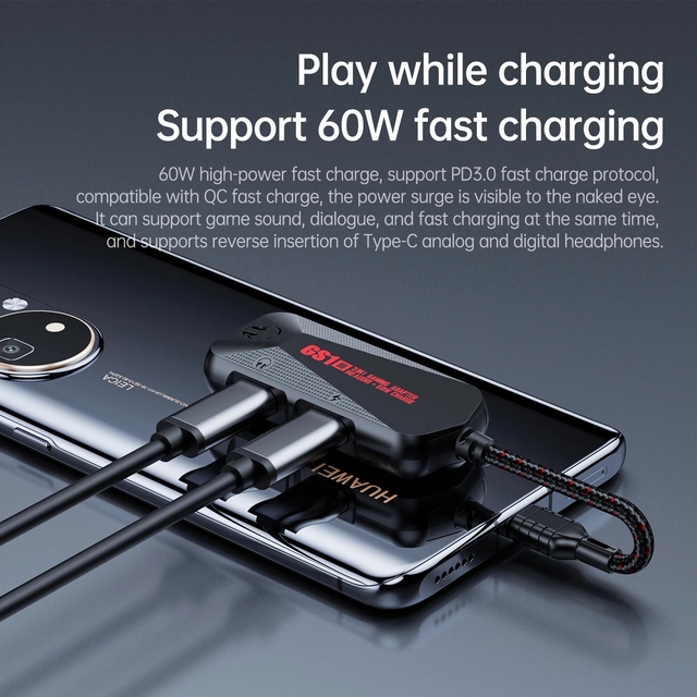 PLEXTONE GS1 Mark III Type C to AUX Audio 3 In 1 Splitter Gaming Charge Adapter