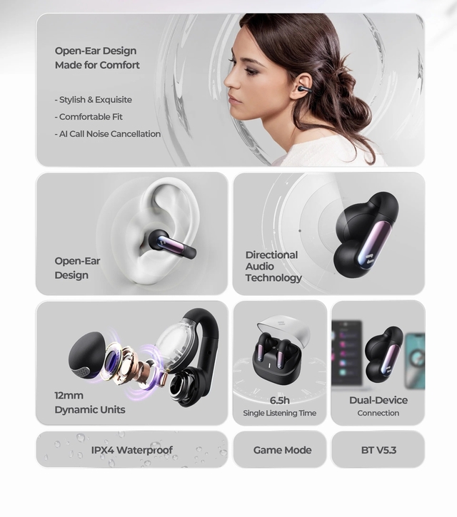 HAVIT OPENBUDS TW980 Open-Ear Clip Headphones Earbuds