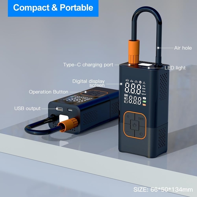Portable Digital Tire Inflator with Powerbank