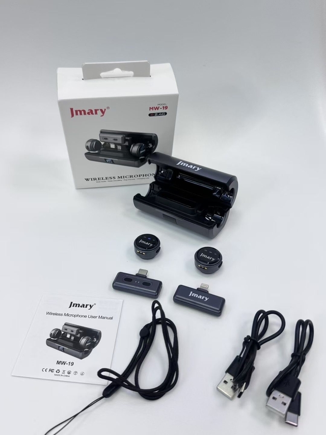 JMARY MW-19 Dual Wireless Lavalier Microphone for iPhone and Android