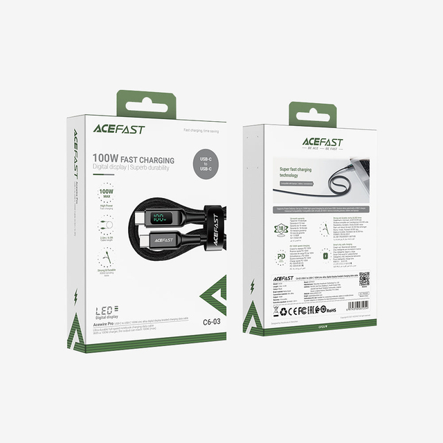 Acefast 100W C6-03 USB-C Cable with Digital Display