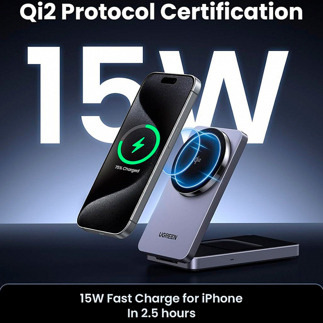 Ugreen 2 in 1 Magnetic Wireless Charger