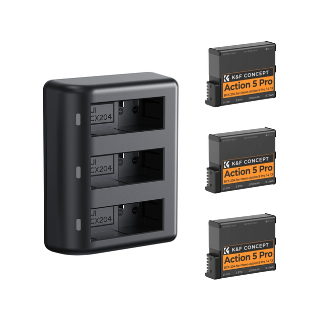 DJI Osmo Action 5 Pro/4/3/360 3 Pack Batteries Kit by K&F Concept