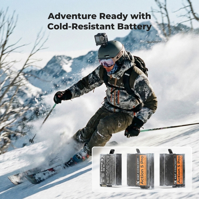 DJI Action 6/5 Pro/4/3 & 360 Battery Charger Case Kit with 3×2100mAh Batteries by K&F Concept