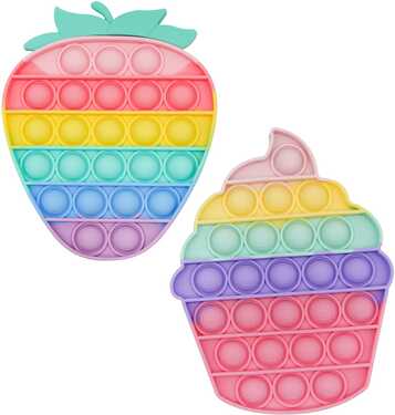 ETOP Big Pop it Game Fidget Toy Push Bubble Sensory Stress Reliever Rainbow Camouflage Purple Popit Toy