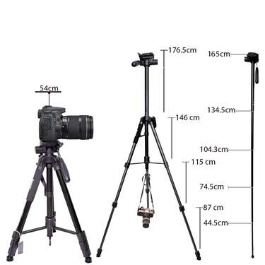 JMARY KP-2254 LIGHT 176CM-54CM ALUMINUM FOLDABLE TRIPOD