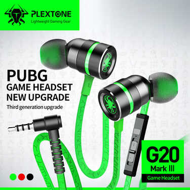PLEXTONE G20 GAMING IN-EAR HEADPHONES WITH MICROPHONE 86 INCH LONG CORD FOR MOBILE, COMPUTER, LAPTOP, PSP