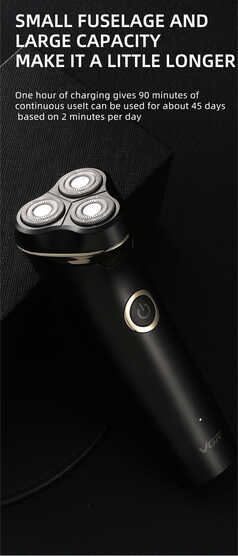 VGR V-319 MAGNETIC SUCTION THREE HEAD MEN’S RECHARGEABLE SHAVER AND TRIMMER
