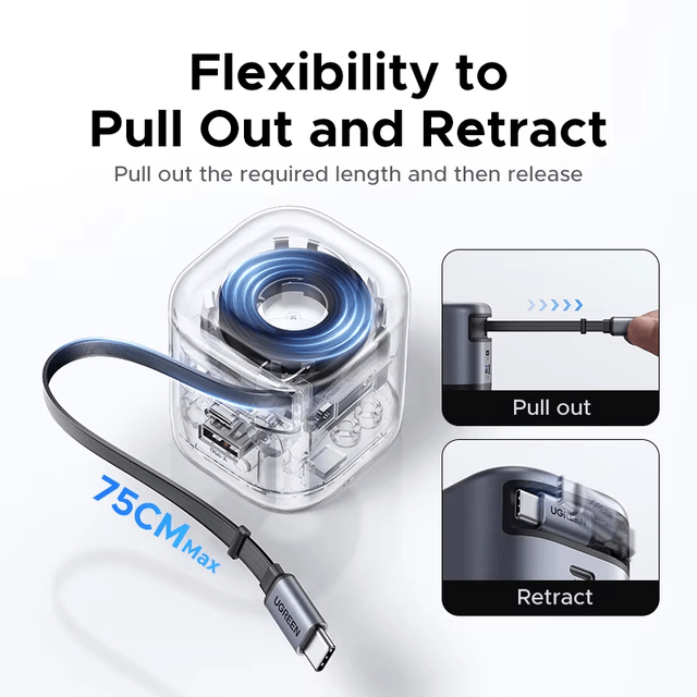 UGREEN Nexode 45W Charger with Retractable USB-C Cable